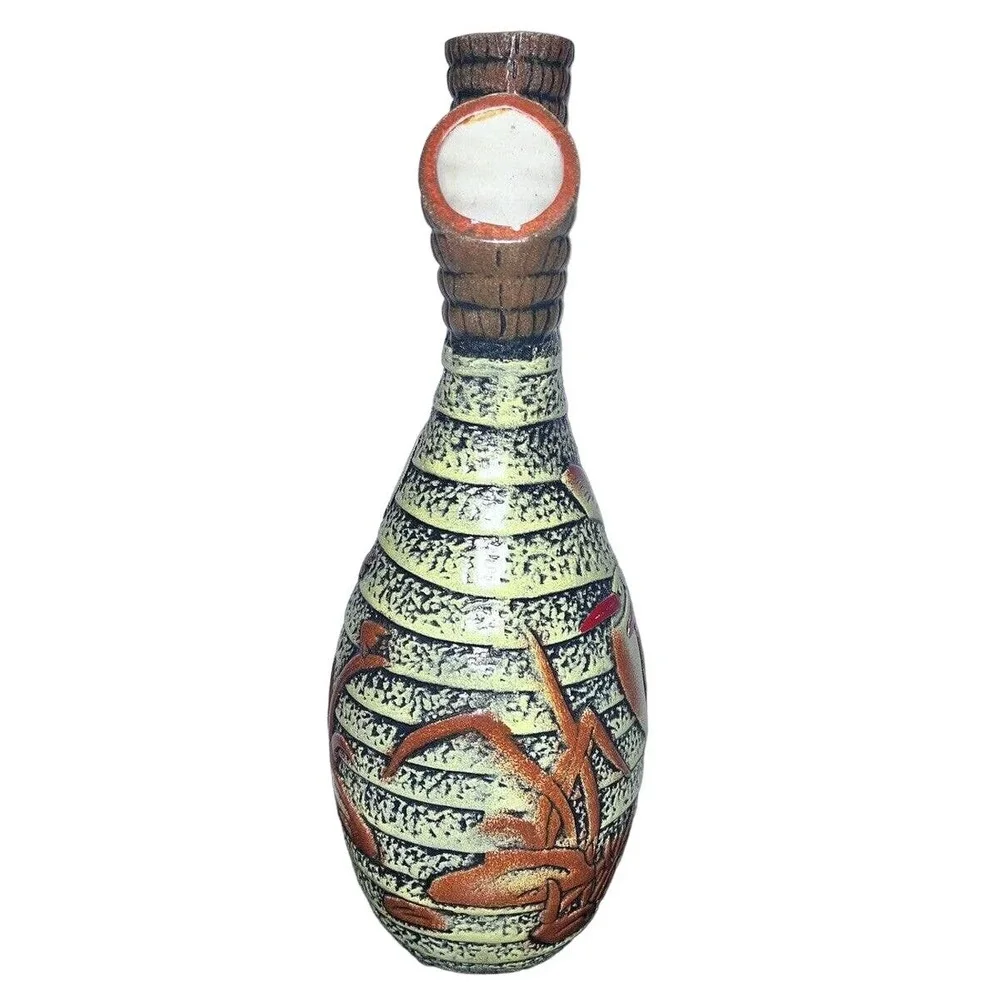 Pier 1 Vintage Double Stemmed Vase / Textured Kookaburra Bird Bud Vase